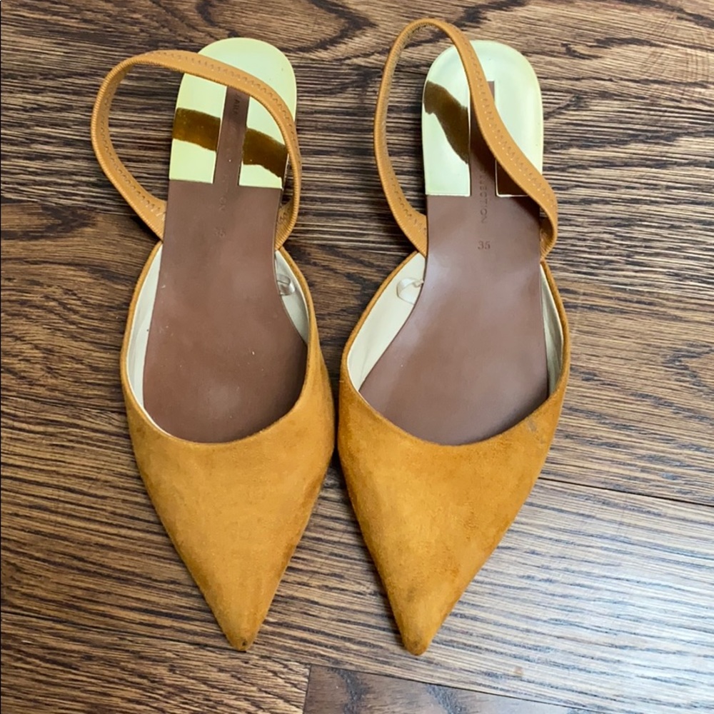 Zara faux suede sling back flats